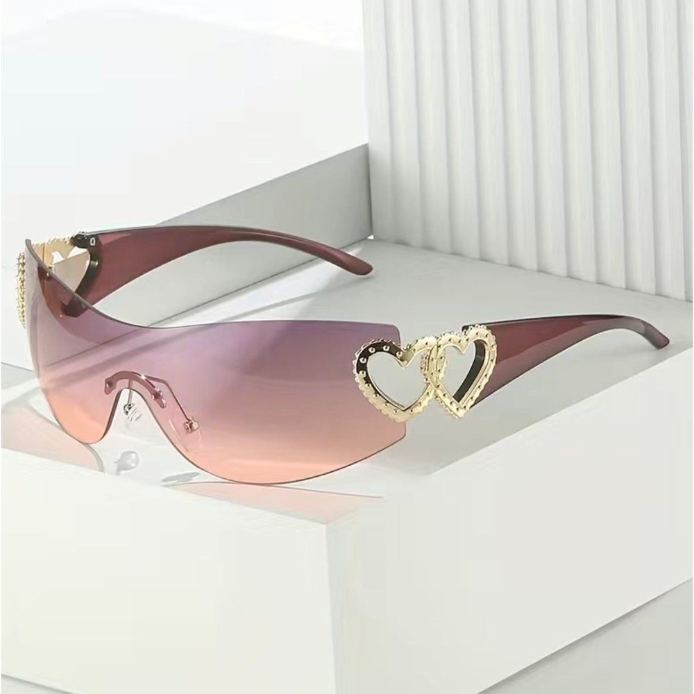 Women Fashion Trend Sunglasses Rimless One Piece Luxury Sunglasses Driving Trave